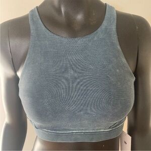 🌸 NWOT Lululemon athletica Ribbed Teal Sports Bra Ride with Lulu Bob and Weave